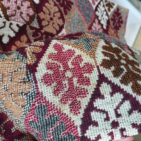 Vintage 70s Alex Colman Blazer Womens M Multicolor Woven Tapestry Boho Academia - Picture 7 of 9